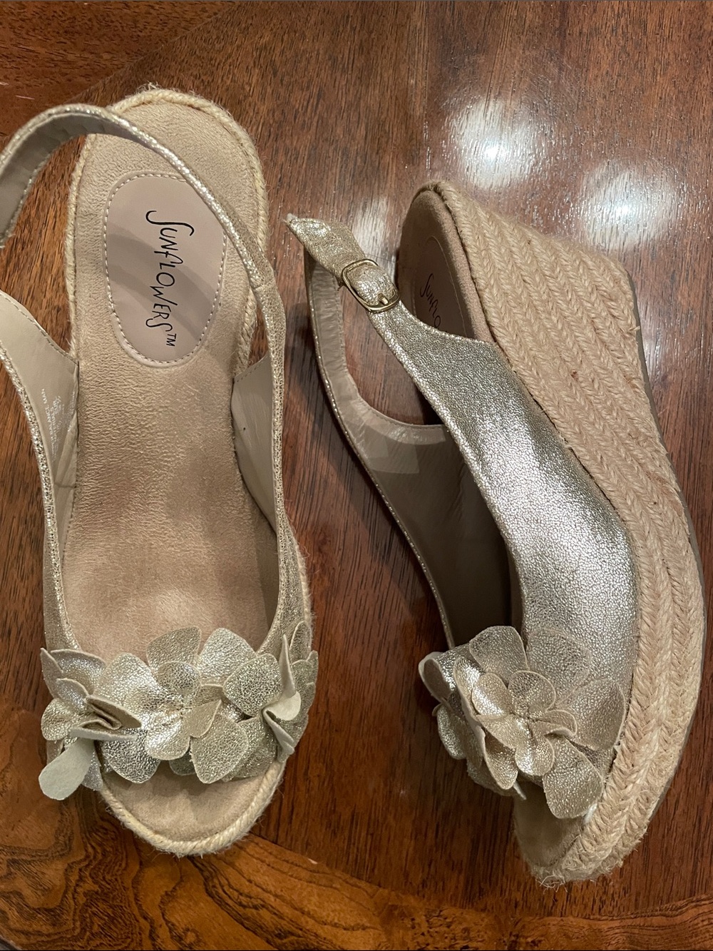 Sunflower Gold Floral Espadrille Wedge Sandals